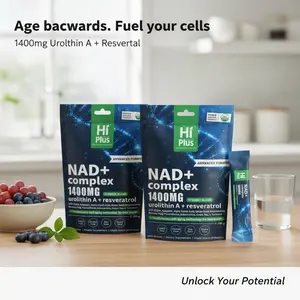 HiPlus 2-Pack 1400mg Liposomal NAD+ Liquid Berry Drink  - Fast Absorption Formula