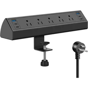 Desk Clamp Power Strip USB C,40W Total Fast Charging Station,4 PD 20W USB C Ports,Desk Edge Mount Power Strip 6 USB Ports 5 AC Outlets Surge Protector,6ft Cord,Fit 1.96" Tabletop Edge