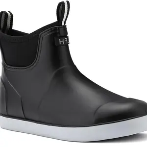 Men's Deck Boots, Waterproof Ankle Rain Boots Men Anti-Slip Traction, Outdoor Rubber Fishing Garden Boots High-Performance Shoes Boy Black Closed