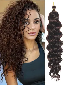 Ocean Wave Crochet Wavy Hair 18/24 Inch 1 Pack Dark Brown Hawaii Curly Braiding Hair,Goddess Locs Crochet Hair for black women (18/24 Inch, )