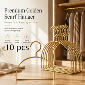 10-piece premium gold-plated metal hanger, rust-resistant and durable, with a smooth surface, suitable for clothing, scarves, and wardrobe storage.