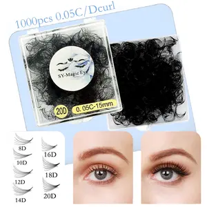 Pointy Base Premade Fans,1000 Pcs Per box, 8D/10D/12D/14D/16D/18D/20D, Curl C / D, Thickness 0.05mm,8-15mm / MIX , Sharp Narrow Stem False Eyelash Extension, Beginner Friendly, Natural Look & Wispy & Ultra Soft & Super Light For Music Festival