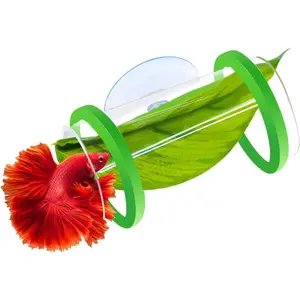 Betta Fish Hammock & Tunnel Hideout Bed , Floating or Wall-Mounted Clear  Tube for Rest & Play, Betta Fish  Accessories with Suction Cup and Floating Ring for Aquarium Decoration