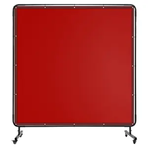 6 x 6 FT Vinyl Welding Screen with Frame, Flame-Resistant PVC Welding Curtain with Lockable Wheels