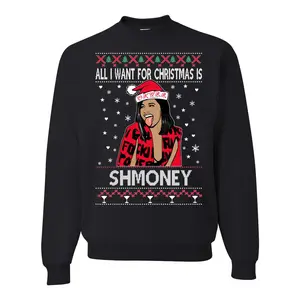All I Want For Christmas Is Shmoney White  Ugly Christmas Sweater Unisex Crewneck Graphic Sweatshirt
