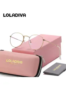 LOLADIVA Unisex Exquisite Practical Full Frame Plano Glasses Suitable For All Face Shapes Round Frame Plano Glasses