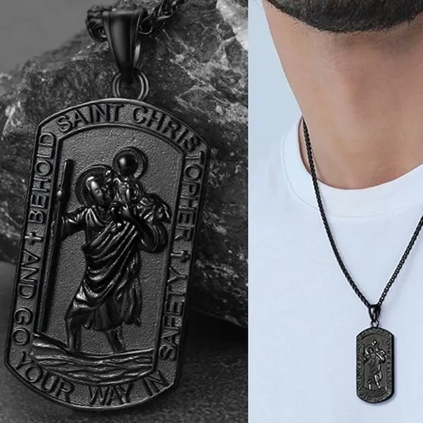 FaithHeart Saint Christopher Dog Tag Necklace For Unisex Stainless Steel