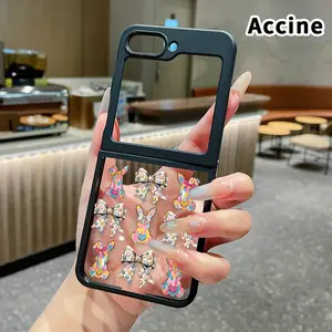 Pastel Easter Dreams Pattern Foldable TPU Phone Case with Axis Guard and Complete Lens Protection for Z Flip 7/6/5/4 Shockproof Silicone Transparent Cover