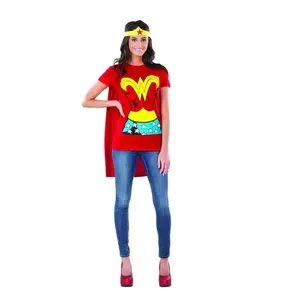 Sexy Red Yellow Adult Wonder Woman T-Shirt Costume