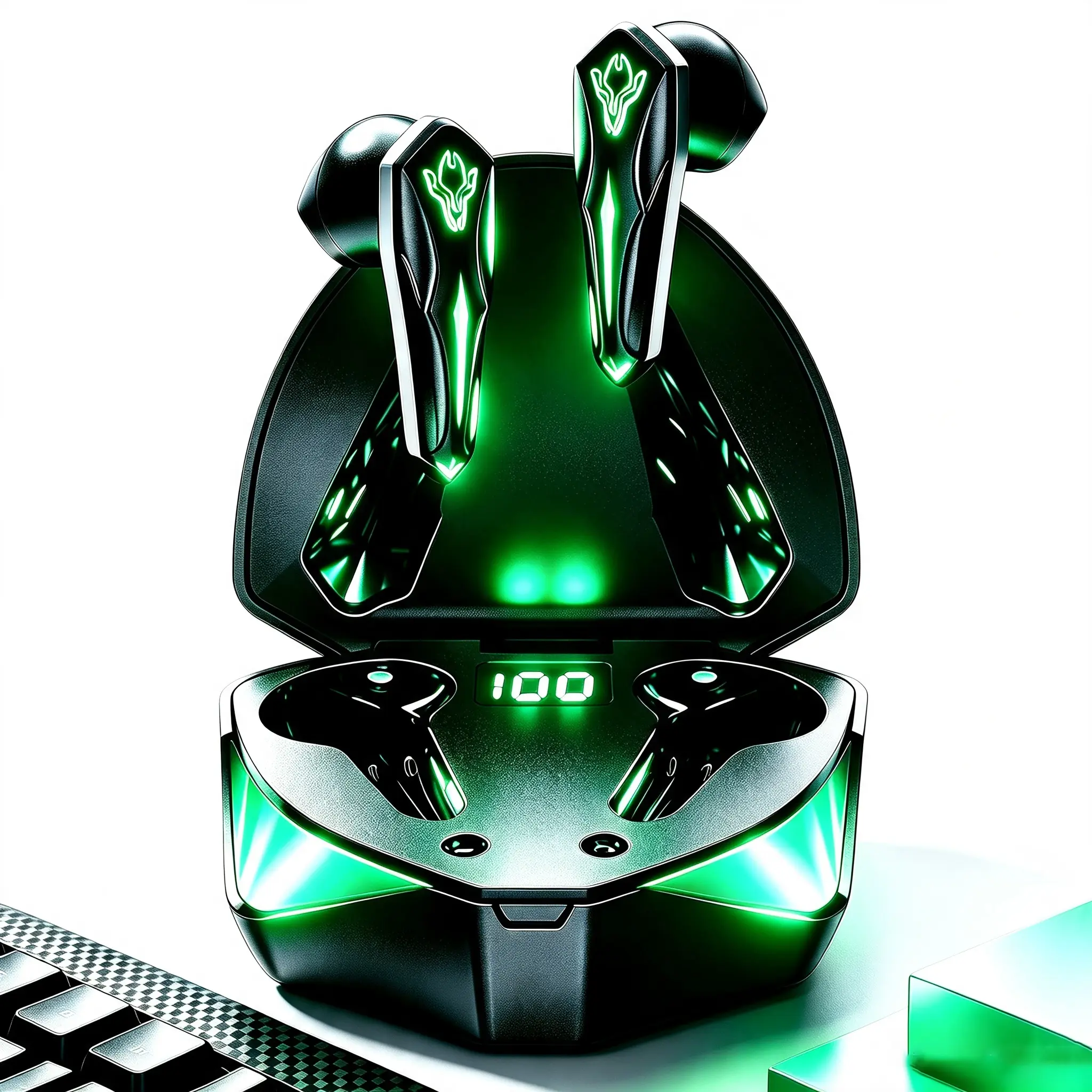 Wireless earbuds, in-ear gaming headphones, wireless Bluetooth headphones, noise cancelling headphone，Extended battery life, crystal-clear sound quality, comfortable to wear, comes with an LED digital display charging case, ideal for gaming and office use