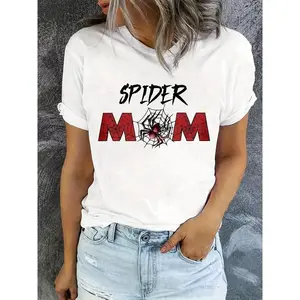 Spider Mom T-shirt, Crewneck Top, Breathable, Comfortable and Soft, Spring and Summer Women's Wear