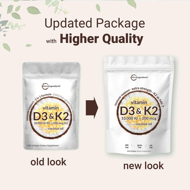 Micro Ingredients Vitamin D3 K2 Supplement Softgels