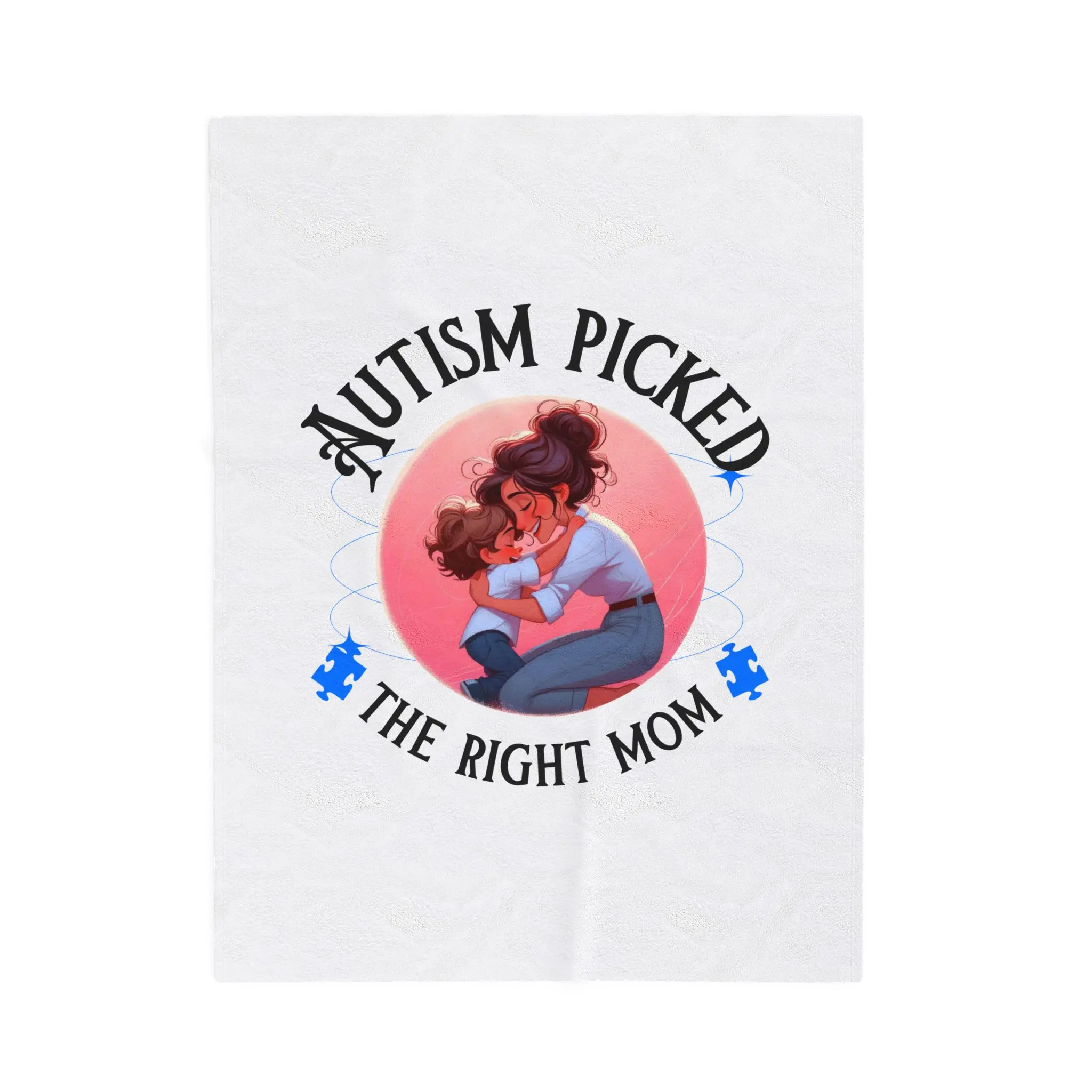 Autism Awareness Velveteen Plush Blanket, Cozy Gift for Moms, Soft Throw for Special Occasions, Perfect for Autism Support, Heartwarming, mothers day
