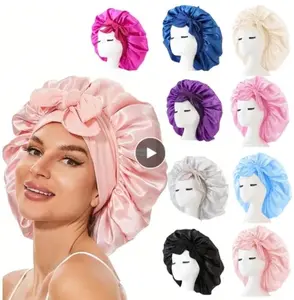 Satin Sleeping Cap Solid Wide Band Stretch Head Tie Silky Bonnet Edge Wrap
