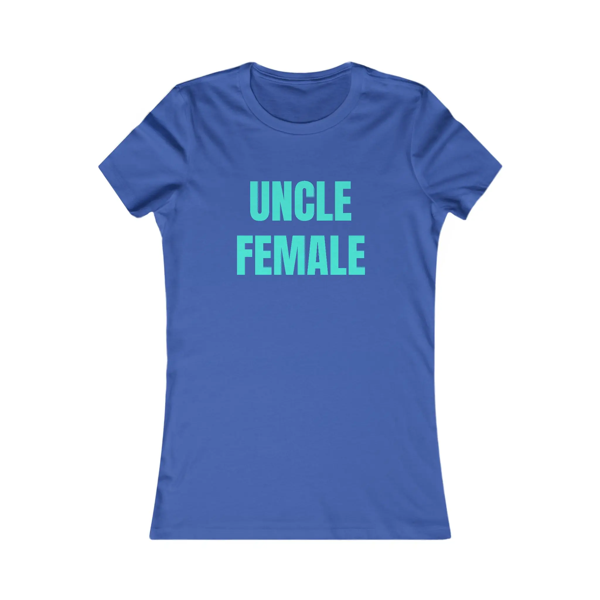 Uncle Female Tee | Bold Text Graphic Shirt, Blue Cotton Top