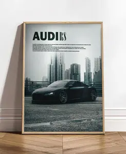 Stylish Car Decor Poster, Decor for Car Enthusiasts, Modern Wall Art, Gift for Him, Home and Office Decor, Audi R8 Art Print