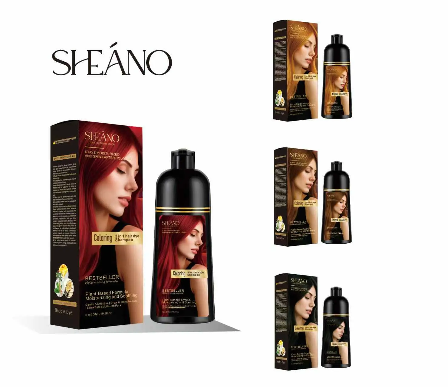 3-in-1 Color-Depositing Shampoo, Haircare Product with Mild Herbal Formula, 24 Months Shelf Life, Trendy Burgundy Red Shade, Ginseng Extract-Infused for Hair Repair, Hypoallergenic, Apply Dry Hair for Vibrant Color, Hair Dye, Adults