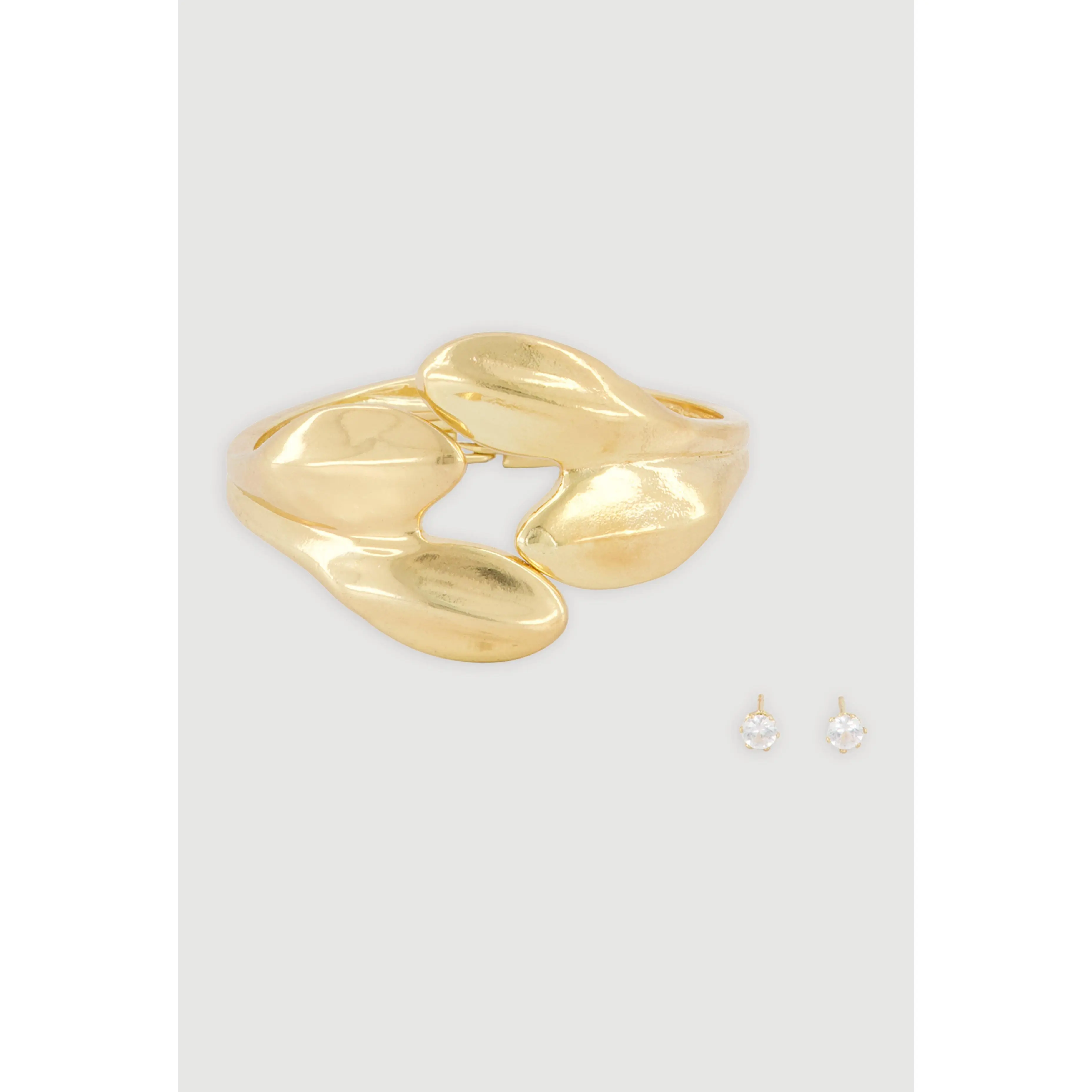 Sculpted Hinge Bracelet and Stud Earrings Set