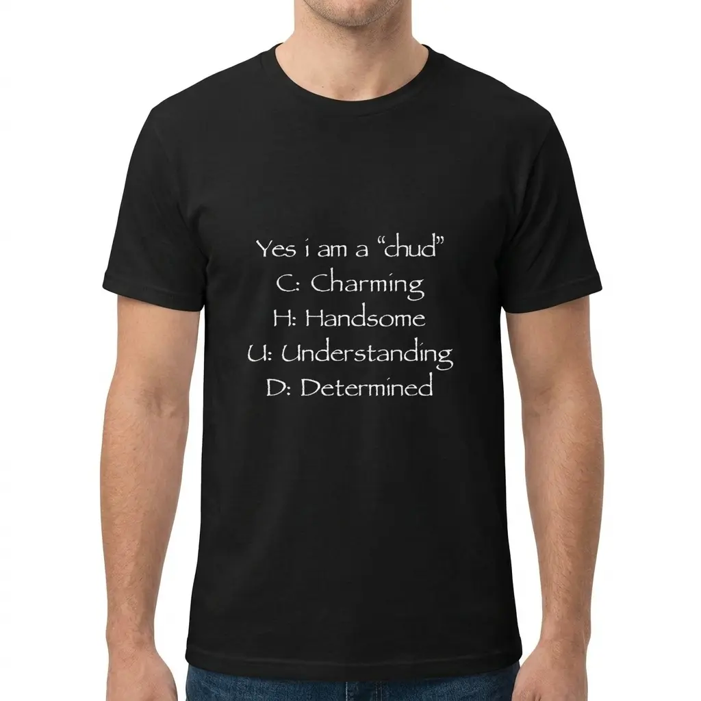 Yes I Am a Chud T-Shirt Chud Acronym Meme Unisex Tee Photorealistic Digital Prints Ultra Soft Premium Drape Fabric Classic Fit