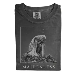 The Elden Ring Maidenless Shirt, Medieval Knight Kneeling with Sword T-Shirt, Black and White Illustration Shirt, Cool Graphic Tee, Streetwear