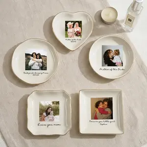Personalized Ceramic Photo Jewelry Dish. Custom Ring Tray for Mother of the Bride. Unique Wedding and Mother's Day Gift with Photo Print.