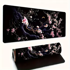 Extra large cherry blossom design gaming mouse pad - HD printing, non-slip high-quality base, precision stitched edges, rectangular table mat for office, study, home decoration, mouse pad for office desk