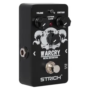 STRICH WARCRY Metal Distortion Guitar Pedal, 2 Modes (Fat, Boost), Classic 80s Metal/Nu Metal, True Bypass, Black & White for Electric Guitar
