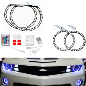 AkiHalo RGB LED Angel Eyes Halo Rings & Fog Lights for For Chevrolet Chevy Camaro 2010 2011 2012 2013 Headlight Retrofit