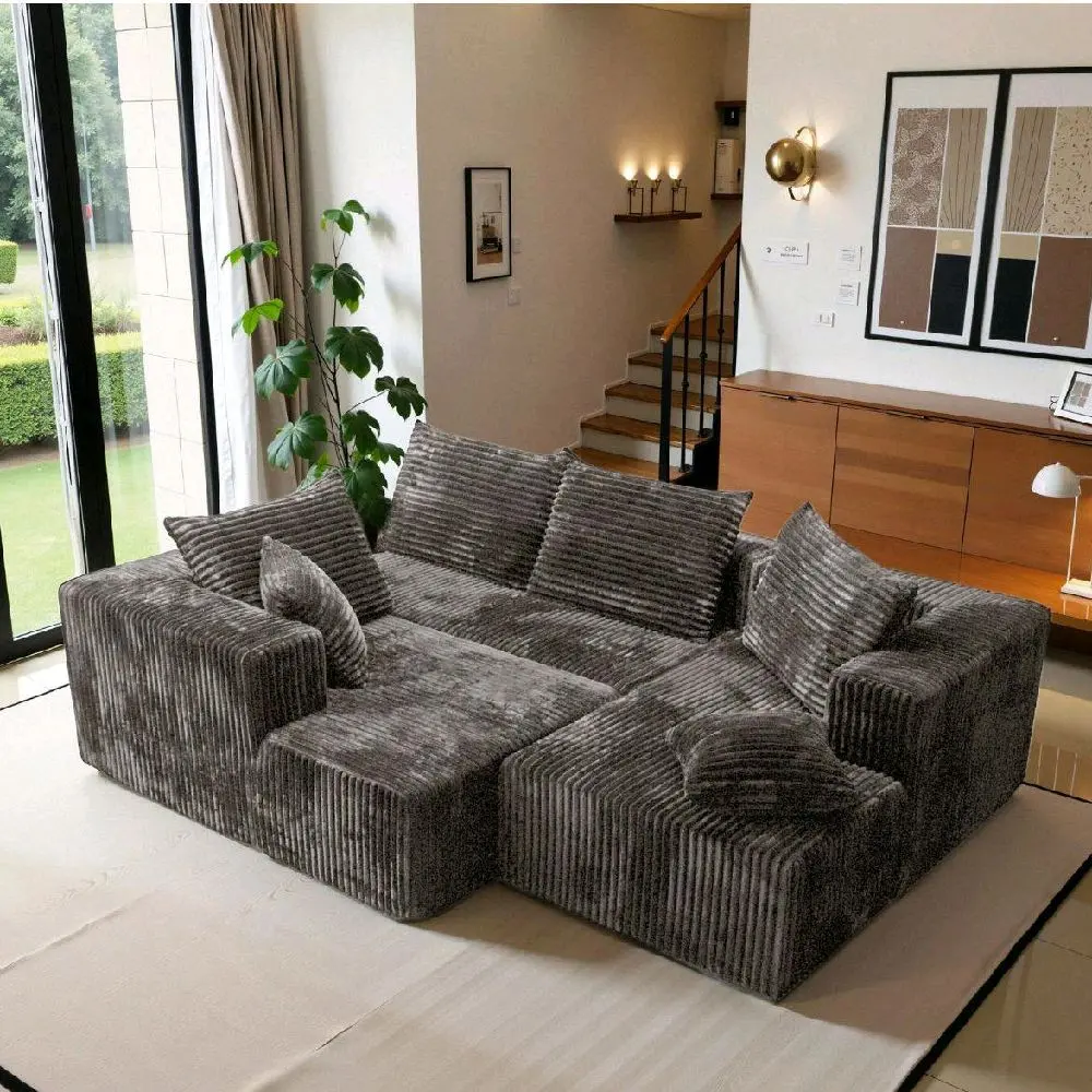 U-Shape Modular Sectional corduroy Couch suitable for living room furniture