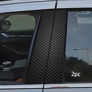 2PC Car B-Pillar Stickers Black Honeycomb Texture Background Pattern DIY Custom Cut B-Pillar Covers. Suitable for Sedans SUVs, Trucks. For Vehicle Exterior Decoration & Structural Protection Satin Matte Finish