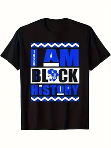 Men'S Zeta Phi Beta Sorority T-Shirt - Soft, Breathable, Casual Crew Neck Short Sleeve Graphic Print Tee with "AM BLOCK HISTORY" Design - 180g, Machine Washable, Ideal for Halloween & Christmas Gifts, Casual Wear Tee|Bold Graphic Tee|Lightweight Tee