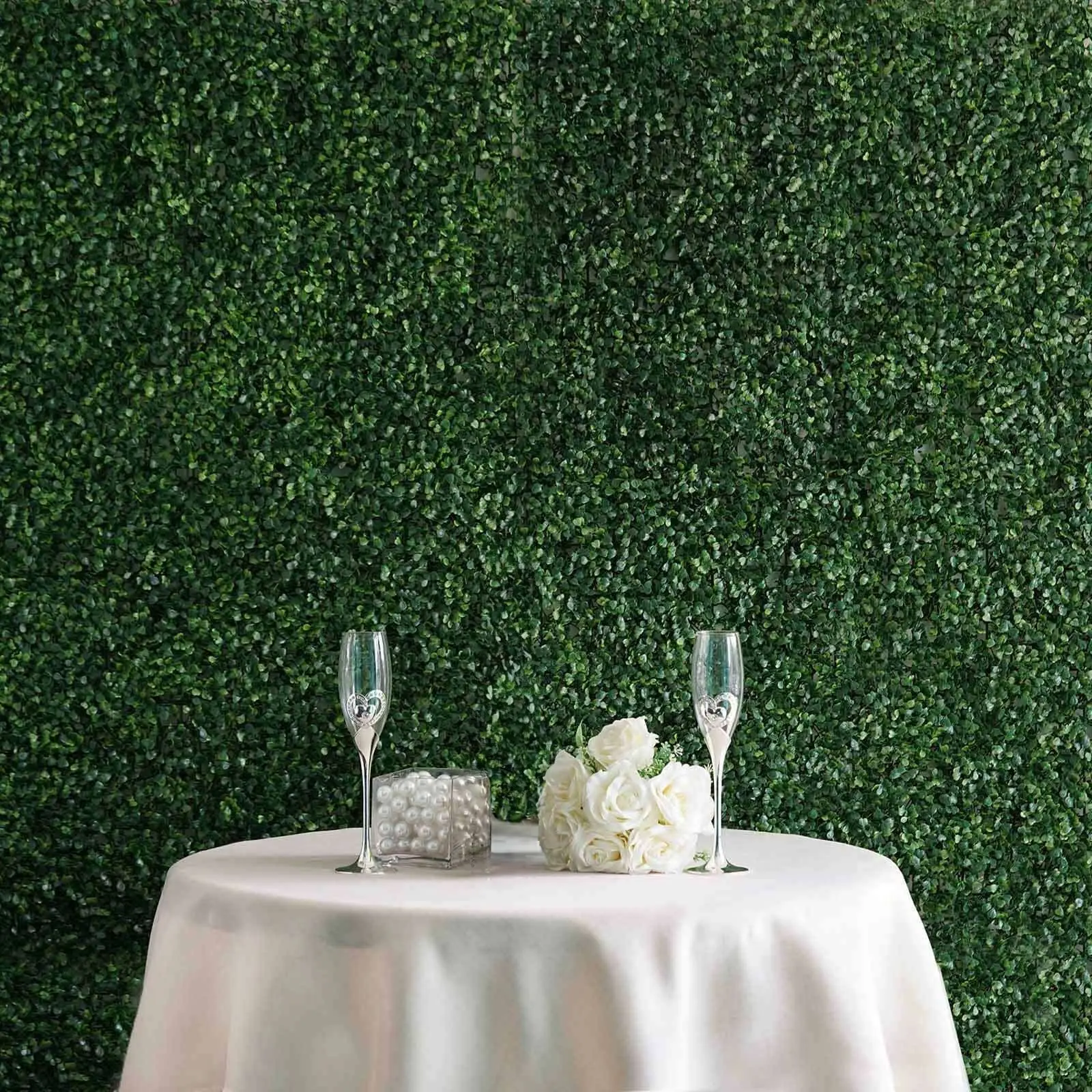 Dark Green Artificial Boxwood Hedge Backdrop Mat - 4-Panel Pack, 11 Sq Ft Trimming & Watering Free Wall Coverings, Easy-Install Outdoor Fence Accents for Vertical Gardens, Boxwood Look Backdrops (Home Improvement Garden Supplies)
