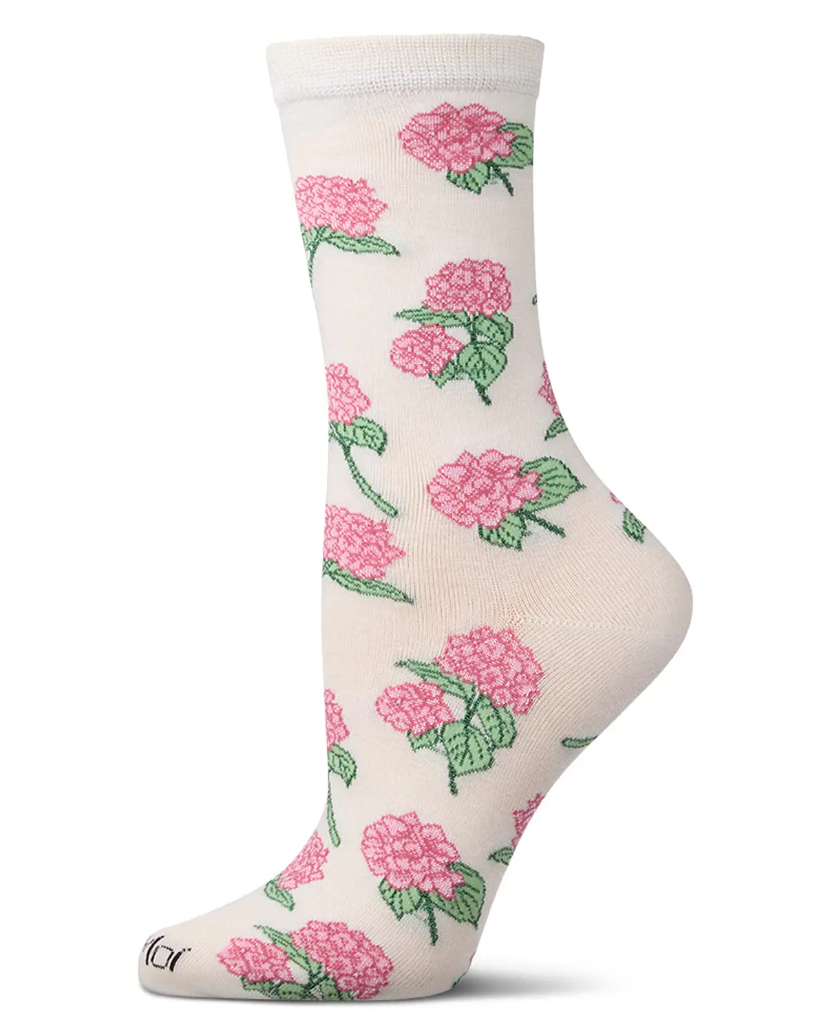 Women's Hydrangea-Themed Rayon-Blend Novelty Crew Sock