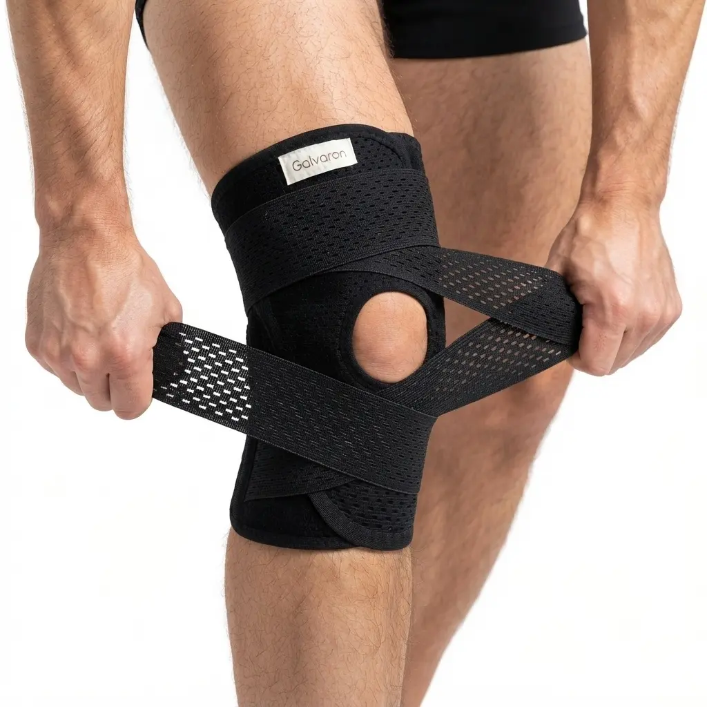 Adjustable ankle Knee Brace with Dual Stabilizing Straps, Open Patella Design - Compression Support for Sports Injury Prevention, Running Recovery copper ion