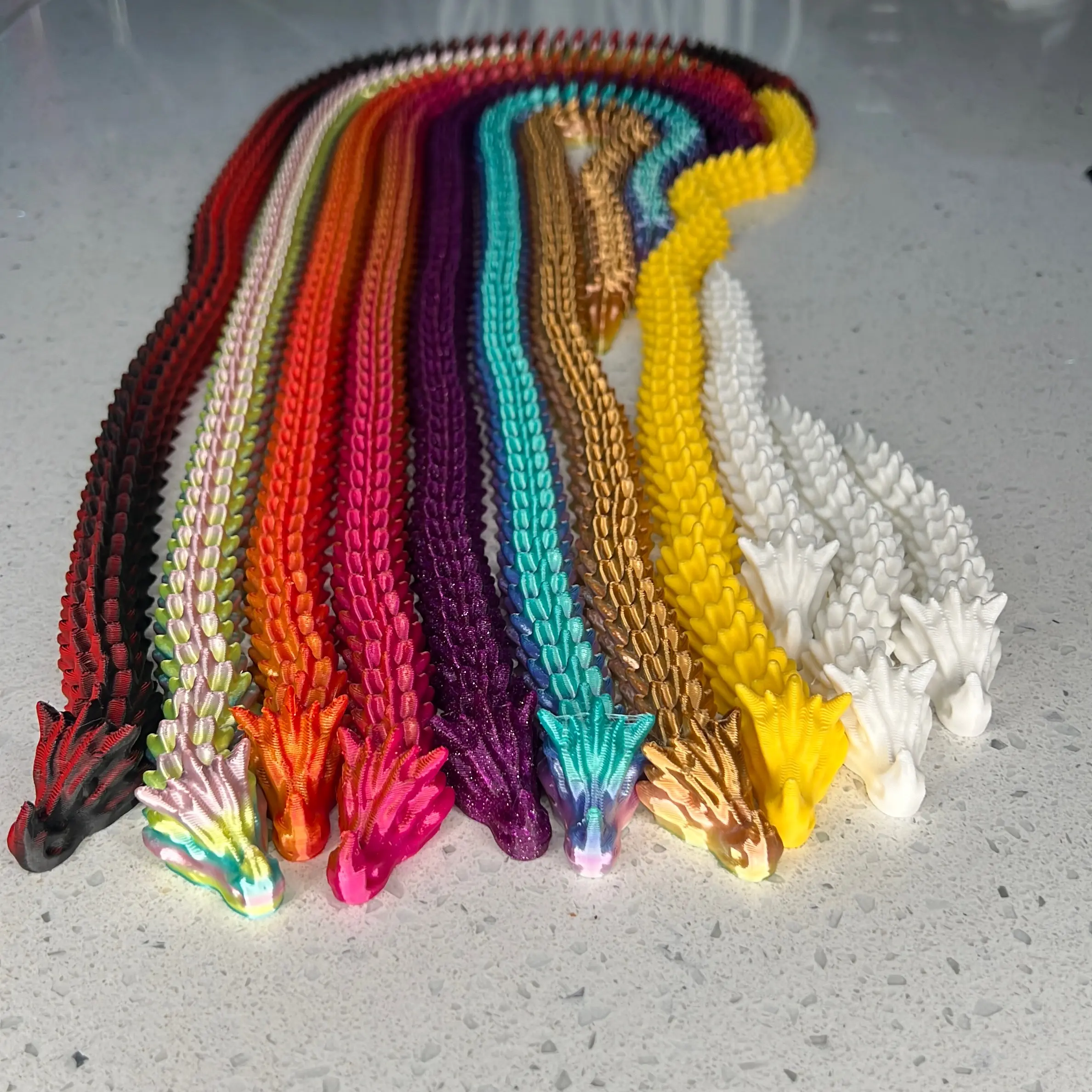 Dragon 3D Printed in PLA | Rainbow Colors | 23/30 Inches | Home Decor Statues & Figurines