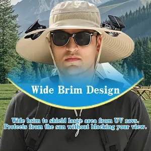 2026 NEW Solar Fan Hat Breathable Wide Brim Sun Hat for Men Women Sun Bucket Fishing Hats with 2 Solar Fan UPF 50+ Outdoor