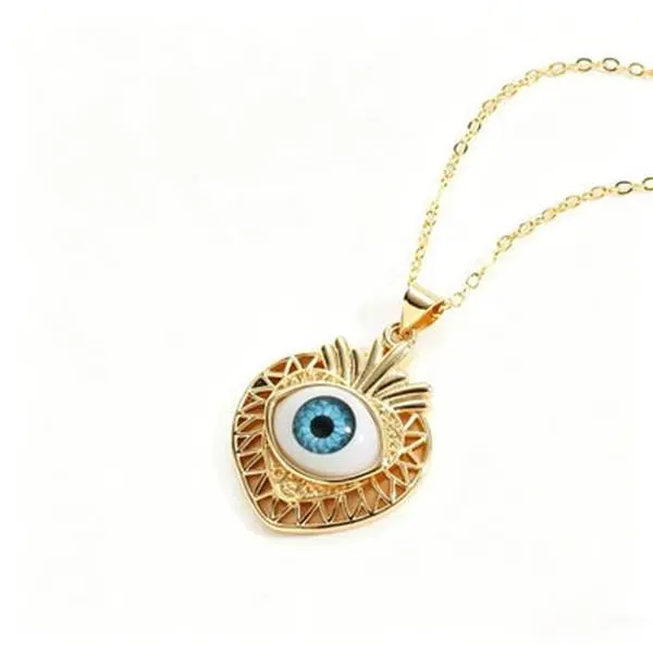 Gold Plated Realistic Evil Eye Pendant Necklace Unisex Hollow Frame Protection Amulet Jewelry For Daily Wear