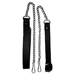 Black Leather Sporran Chain with Polyester Strap, Bag Accessory for Luggage & Bags