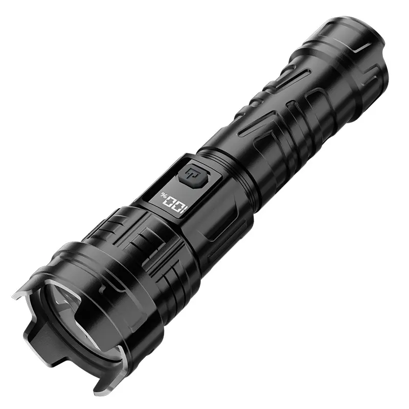 Retractable Tactical LED Flashlight, Rechargeable High-Lumen Beam with Digital Display, Water-Resistant Aluminum Alloy Body, 3 Modes for Camping & Emergency, Led Lights home outdoor