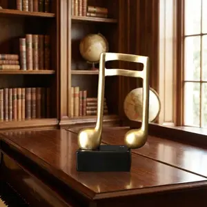 Modern Minimalist Golden Music Note Resin Ornament Elegant Desktop Decor For Home Living Room Office TV Cabinet Entryway Shelf Decoration Art Craft Figurine