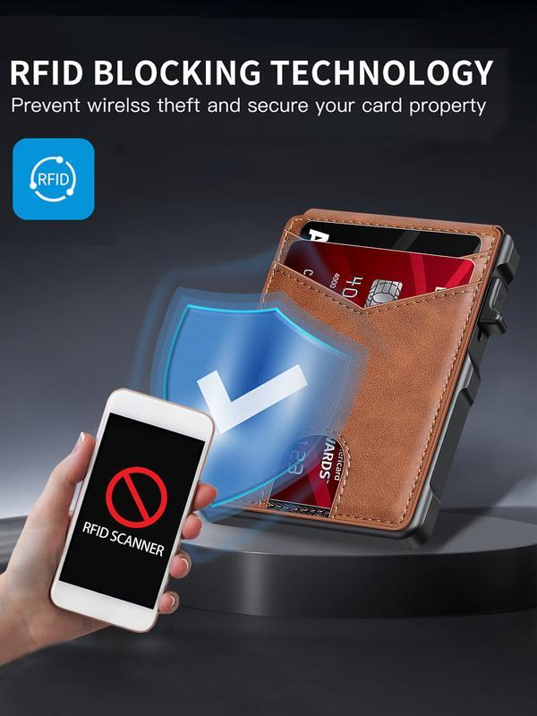 Minimalist Men’s Slim Wallet: 9 - 13 Cards, Money Clip, ID Window.RFID - Blocking, Aluminum Bifold Pop - Up