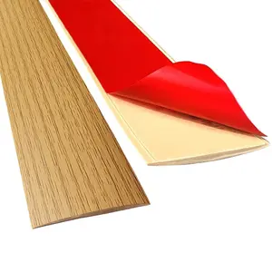 Self-Adhesive PVC Floor Transition Strip, Threshold Gap Cover Trim for Carpet to Laminate Vinyl Door Flooring, Brown Wood, 3.3FT