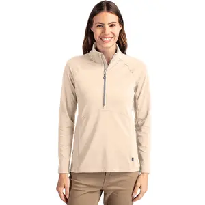 Cutter & Buck Adapt Eco Knit Stretch Recycled Womens Half Zip Pullover Jacket