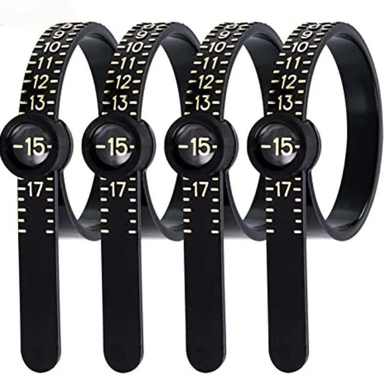 4-Piece Magnifying Measurement Ruler Set with Ring, Soft Tape Measure, Precise Sizing Tool, Us Size Scale, Accurate Measurements, Measuring Ruler, Hand Measuring Tool
