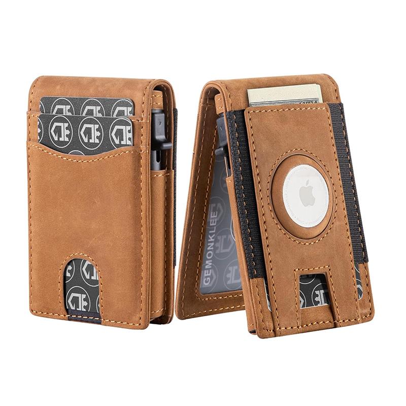 Airtag Credit Card Holder Bifold Slim Minimalist Pop up Wallet RFID Blocking Magnetic Wallet for Men