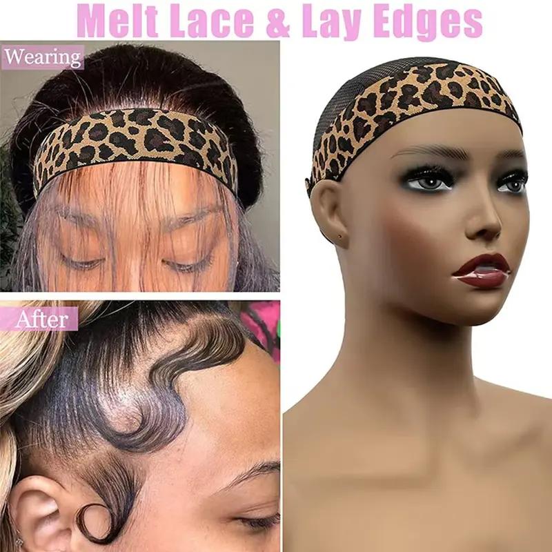 Idoli 1Pc Elastic Bands for Wig, Leopard Lace Melting Band, Edge Wrap to Lay Edges