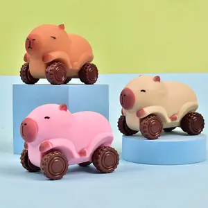 Manual Sliding Car Capybara Toy, Soft Touch Stress Relief Fidget Desk Decor, Change Shape by Pressing Squeezing Stretching, Perfect Gift Random Color