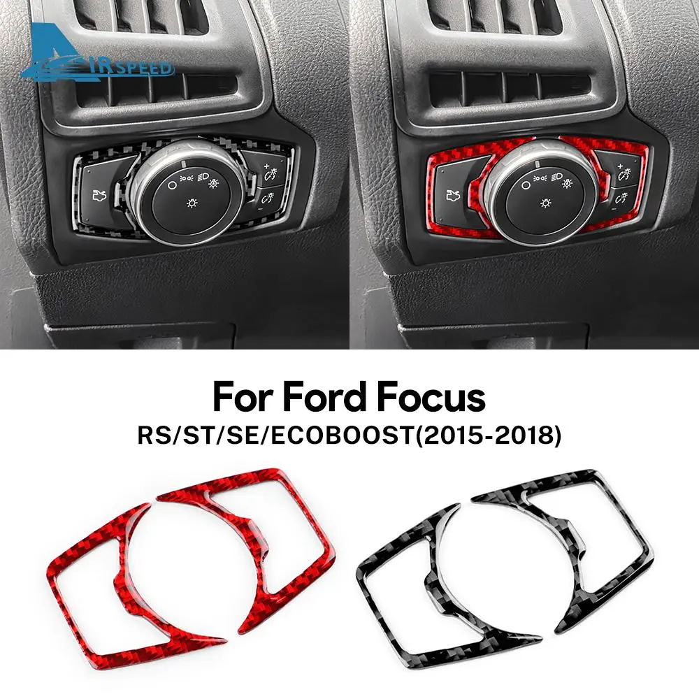 Real Soft Carbon Fiber Sticker For Ford Focus SE RS ST MK3 Ecoboost 2015 2016 2017 2018 LHD RHD Car Headlight Button Accessories