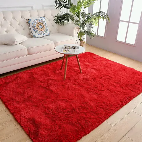 1 Piece Plain Fuzzy Rug, Non-slip Soft Washable Fluffy Area Rug, Shaggy Fuzzy Rugs, Decorative Carpet for Living Room Bedroom Kitchen Dormitory, Soft Indoor Rugs, Home Decorative Rug
