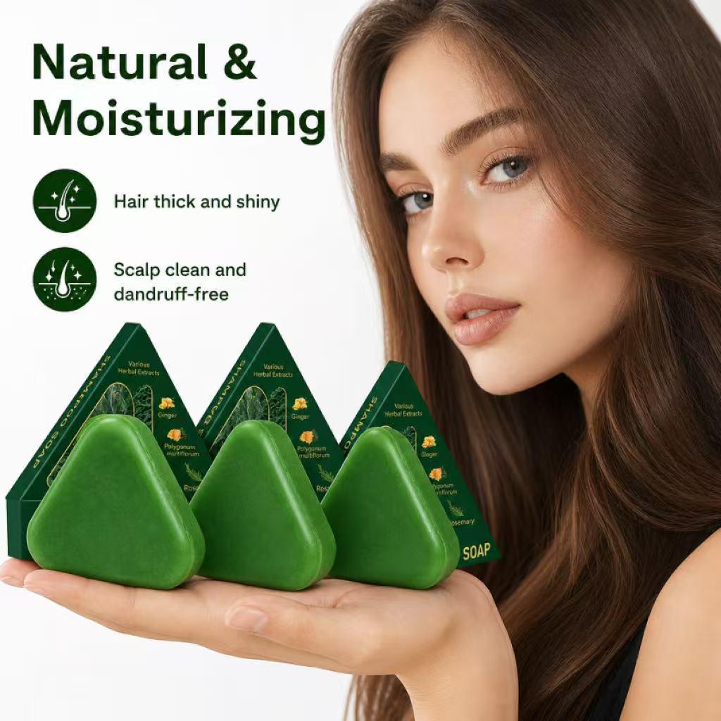Oil control, anti shedding, soothing shampoo soap,containing extracts of Usman grass, Polygonum multiflorum, ginseng, etc.,Effectively targeting people with dry hair and sparse hair